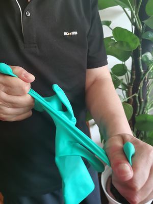 Punte delle dita con texture Guanti a nitrile verde Opere industriali Guanti di protezione pesanti Guanti di sicurezza resistenti a sostanze chimiche