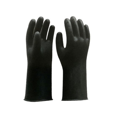 Guanti di gomma 32 cm Unflocked di industriale nero impermeabile che allinea prodotto chimico resistente