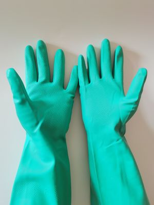 33 cm di lunghezza Guanto nitrile di design verde ambidestro Ideale per la manipolazione chimica Esame medico e compiti di lavorazione alimentare