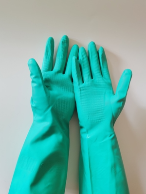 Guanto verde del nitrile di anti perdita 13 pollici di guanti resistenti solventi del nitrile