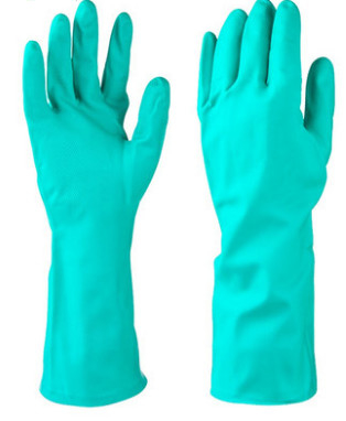 La resistenza di 18 Mil Green Nitrile Glove Oil si è affollata allineando il guanto chimico del nitrile