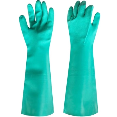 45Cm un nitrile verde di 22 di Mil Nitrile Gloves Acid Resistance guanti di resistenza solvente
