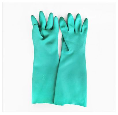 Olio resistente dell'isolato di 22 Mil Green Nitrile Glove Solvent 18 pollici di rivestimento affollato