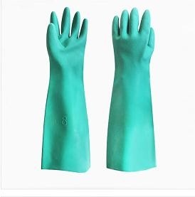 18 misura i guanti in pollici resistenti chimici 22 Mil Restaurant Nitrile Gloves del nitrile verde di 45CM