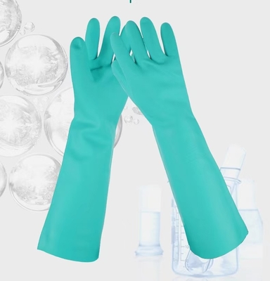 Lavoro industriale del nitrile chimico dei guanti 22mil del guanto 45cm del nitrile di verde di Unflocked