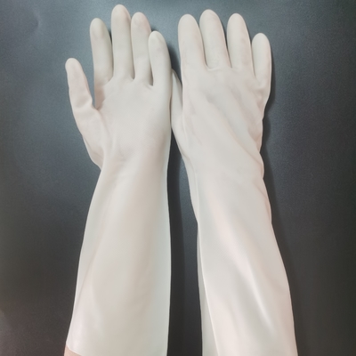 Famiglia bianca Unflocked dei guanti 38cm di lavatura dei piatti del nitrile che allinea polsino extra-lungo
