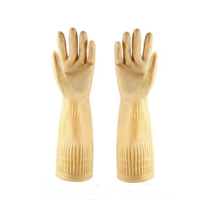 Guanti extra-lunghi gialli del lattice del ristorante dei guanti 100G/Pair 38CM del lattice del polsino