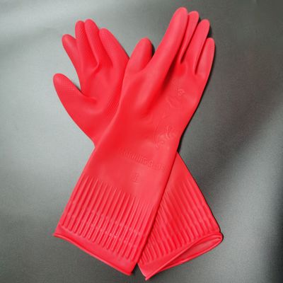 Unflocked che allinea i guanti extra-lunghi di pulizia del polsino del lattice naturale dei guanti 38CM del lattice
