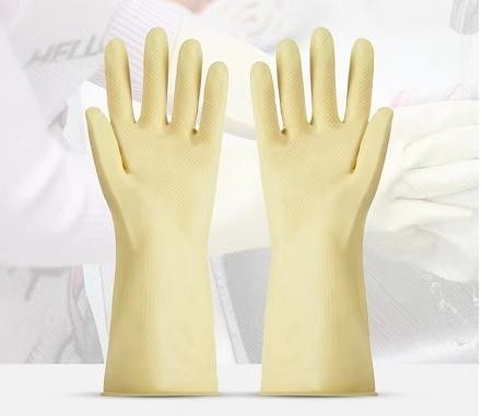 I guanti gialli del lattice della famiglia di ispessimento perforano il guanto giallo del lattice di prevenzione 32cm