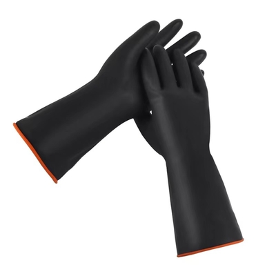 Rivestimento affollato resistente dei guanti di gomma industriali di resistenza chimica