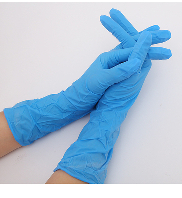 Il blu eliminabile 12 del guanto del nitrile di Cleaninbg misura l'esame medico in pollici di 300MM