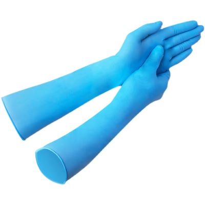 16 inches Guanto Nitrile flessibile usa e getta in polvere gratuito 4 anni di conservazione Progettato per attività industriali e di laboratorio nel settore sanitario