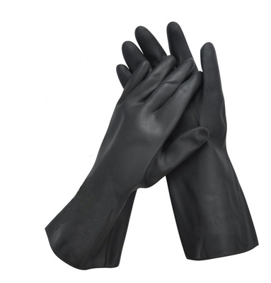 La moltitudine chimica dei guanti 330mm del neoprene della resistenza dell'alcali ha allineato i guanti neri del neoprene