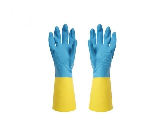 La moltitudine termoresistente dei guanti chimici industriali bicolori del neoprene ha allineato i guanti del lattice
