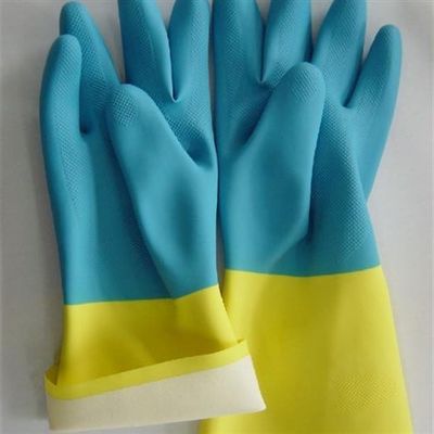 Cucina che pulisce resistente chimico di lunghezza bicolore del guanto speciale 33Cm del neoprene