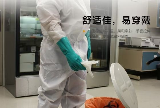 Guanti di nitrile verde ambidextro Testati per la chemioterapia Con punta di dita testata Guanti durevoli per l'industria medica