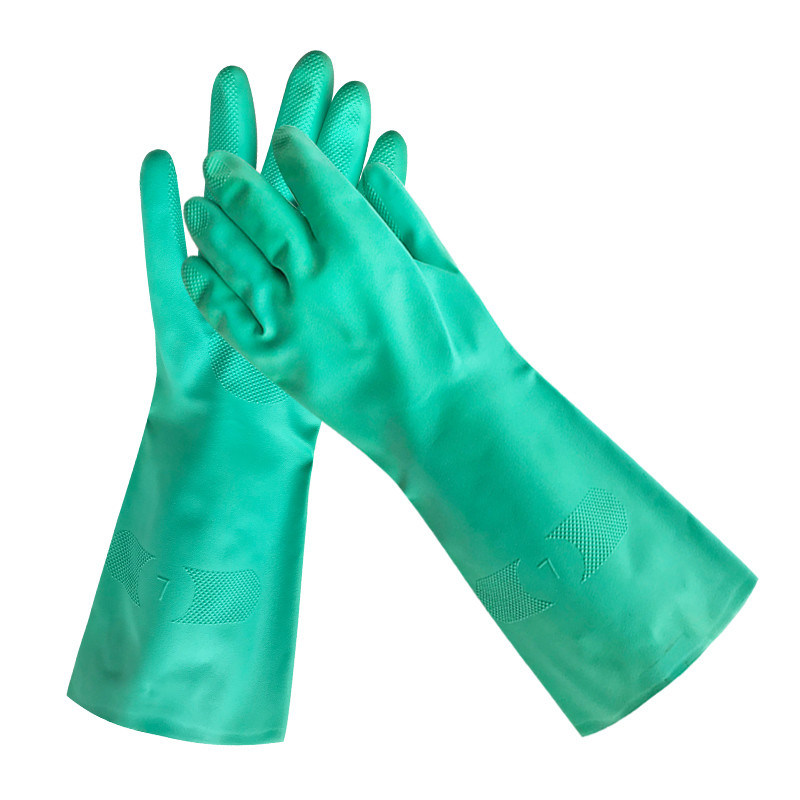 Guanti a mani con rivestimento in nitrile verde non rivestito Guanti a mani con rivestimento in nitrile verde chimioterapia testati Guanti monouso resistenti adatti a laboratorio medico industriale