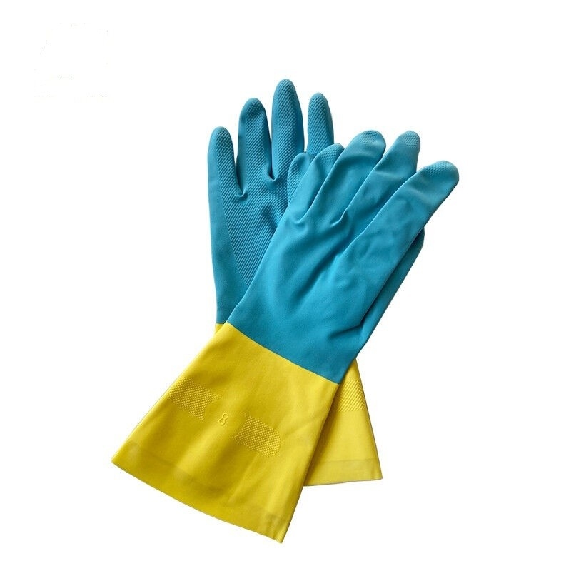 Il prodotto chimico giallo blu bicolore del guanto speciale dell'anti neoprene di perdita ha tagliato resistente