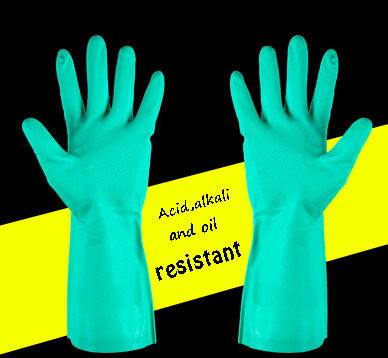 Guanti di nitrile verde ambidextro Testati per la chemioterapia Con punta di dita testata Guanti durevoli per l'industria medica