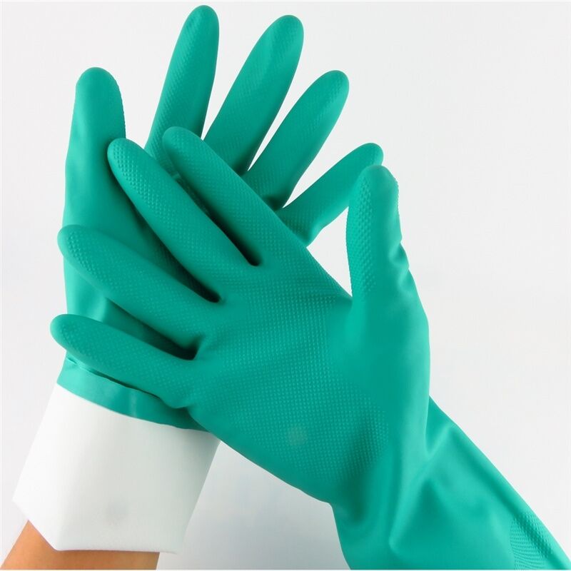 Guanto a mani in nitrile verde certificato CE spessore da 8 mil a 20 mil progettato per laboratori industriali medici e pulizia